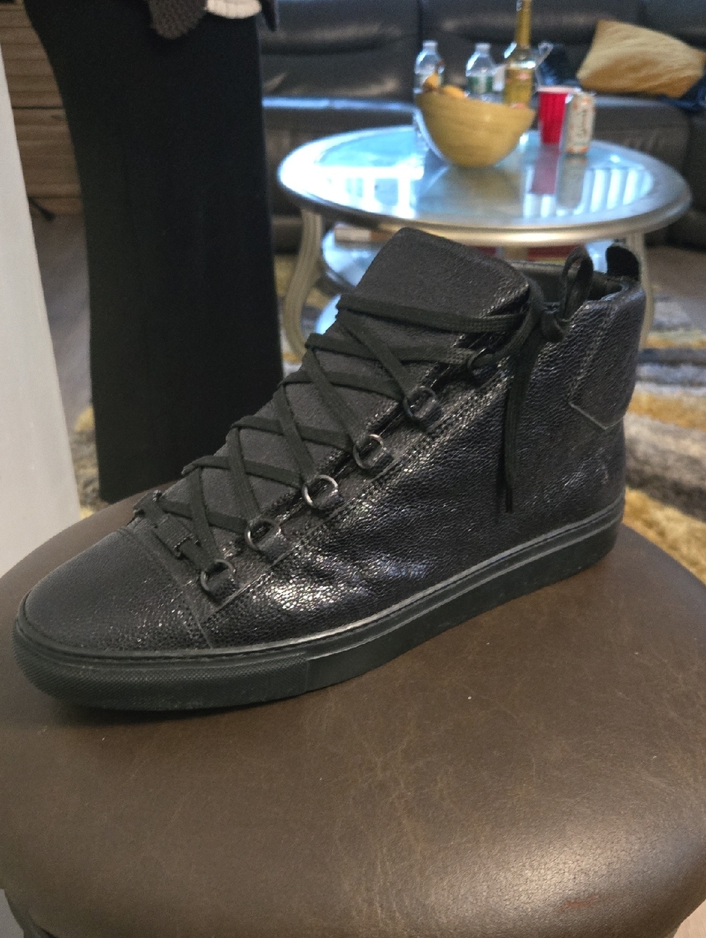Black High-Top Leather Balenciaga Sneaker